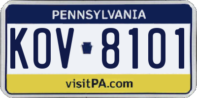 PA license plate KOV8101