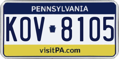 PA license plate KOV8105