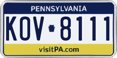 PA license plate KOV8111