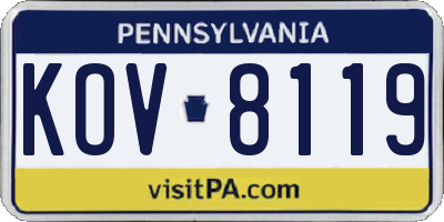 PA license plate KOV8119