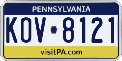 PA license plate KOV8121