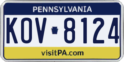 PA license plate KOV8124
