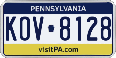 PA license plate KOV8128