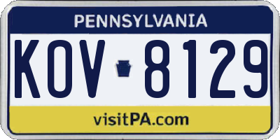 PA license plate KOV8129