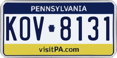 PA license plate KOV8131
