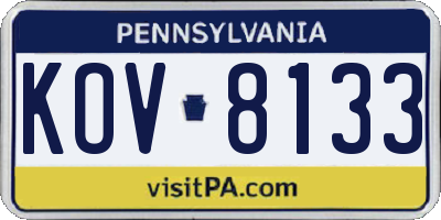 PA license plate KOV8133