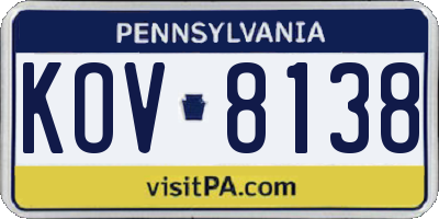 PA license plate KOV8138