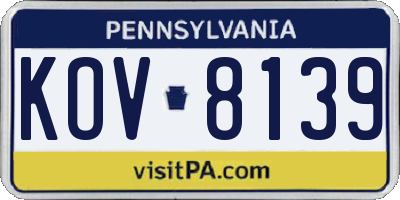 PA license plate KOV8139
