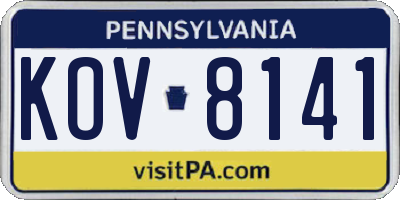PA license plate KOV8141