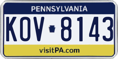 PA license plate KOV8143