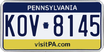 PA license plate KOV8145