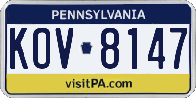 PA license plate KOV8147