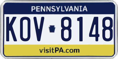 PA license plate KOV8148