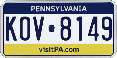 PA license plate KOV8149