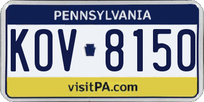 PA license plate KOV8150