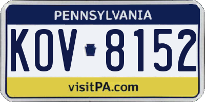 PA license plate KOV8152