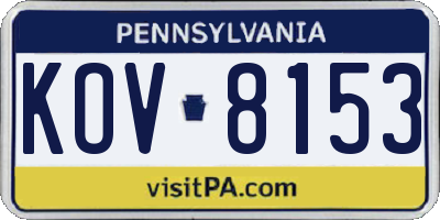 PA license plate KOV8153