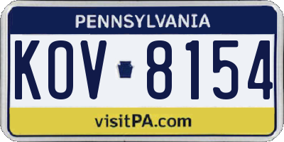 PA license plate KOV8154