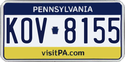 PA license plate KOV8155
