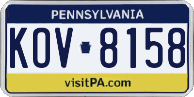 PA license plate KOV8158