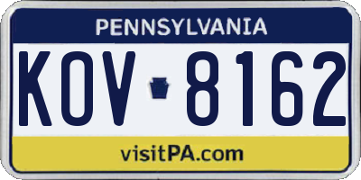 PA license plate KOV8162