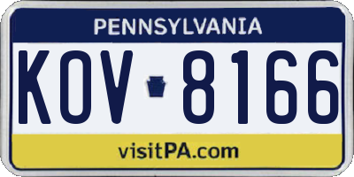 PA license plate KOV8166