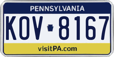 PA license plate KOV8167