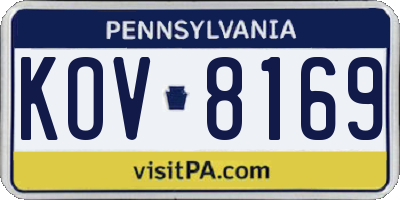 PA license plate KOV8169