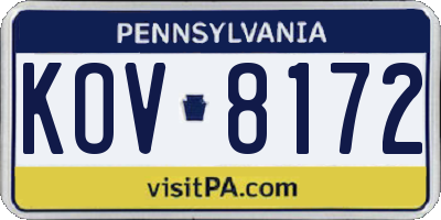 PA license plate KOV8172
