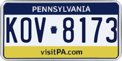 PA license plate KOV8173