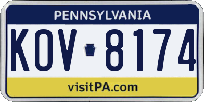 PA license plate KOV8174