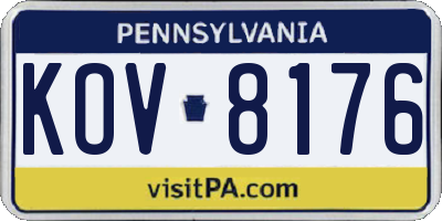 PA license plate KOV8176