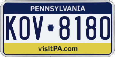 PA license plate KOV8180