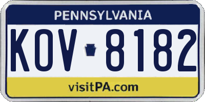 PA license plate KOV8182