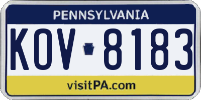PA license plate KOV8183