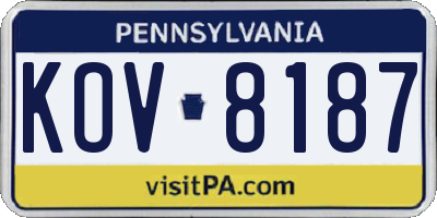 PA license plate KOV8187