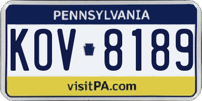 PA license plate KOV8189
