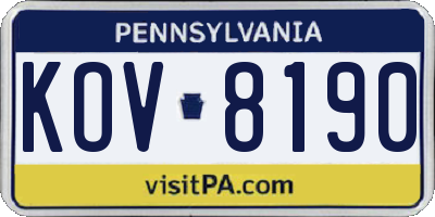 PA license plate KOV8190