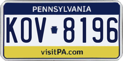 PA license plate KOV8196