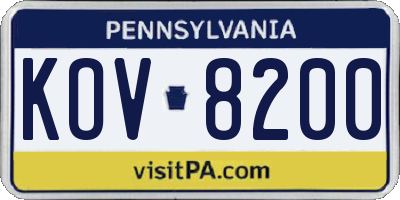PA license plate KOV8200