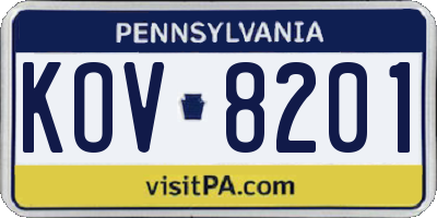 PA license plate KOV8201