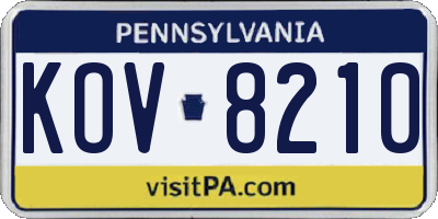 PA license plate KOV8210
