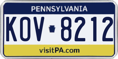 PA license plate KOV8212