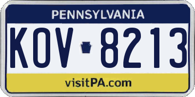 PA license plate KOV8213