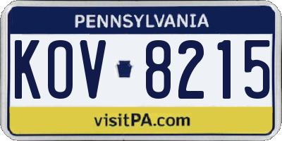 PA license plate KOV8215