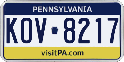PA license plate KOV8217