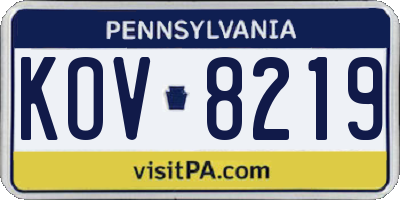 PA license plate KOV8219