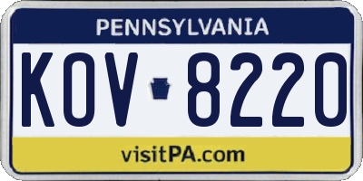 PA license plate KOV8220