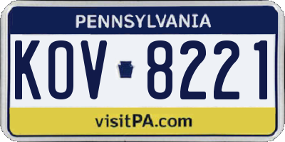 PA license plate KOV8221