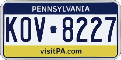 PA license plate KOV8227